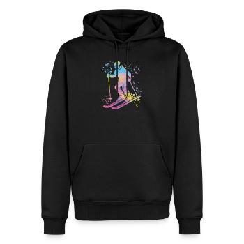 Ski alpin Sports d’hiver Ski nordique - Sweat à capuche Premium bio Homme - noir - Devant - Nico (187cm)