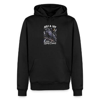Just a boy who loves crows - Männer Premium Bio Hoodie - Schwarz - Vorne - Nico (187cm)