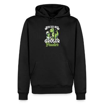 Großer Bruder Dinosaurier Dino Geschwister Motiv - Männer Premium Bio Hoodie - Schwarz - Vorne - Nico (187cm)