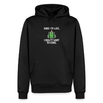 Entschuldige, dass ich zu spät bin. Frosch wollte nicht lustig kommen. - Männer Premium Bio Hoodie - Schwarz - Vorne - Nico (187cm)