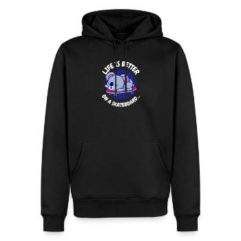Koala Skateboard: Life Is Better - Männer Premium Bio Hoodie - Schwarz - Vorne - Nico (187cm)