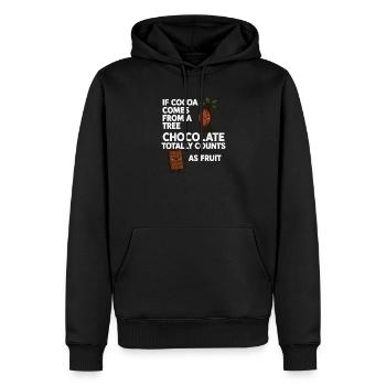Chocolate is fruit – cocoa humor saying - Men’s Premium Organic Hoodie - black - Front - Nico (187cm)
