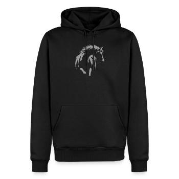 Silhouette du cheval – élégance et liberté - Sweat à capuche Premium bio Homme - noir - Devant - Nico (187cm)