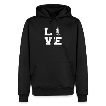 Motif emblématique du floorball - Sweat à capuche Premium bio Homme - noir - Devant - Nico (187cm)