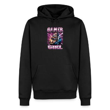 Joueur Drôle de Capybara - Sweat à capuche Premium bio Homme - noir - Devant - Nico (187cm)