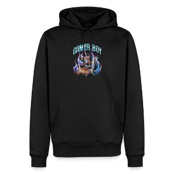 Joueur Drôle de Capybara - Sweat à capuche Premium bio Homme - noir - Devant - Nico (187cm)