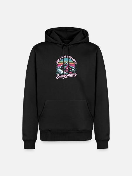 Retro snowboarding: Girl loves the slopes - Men’s Premium Organic Hoodie - black