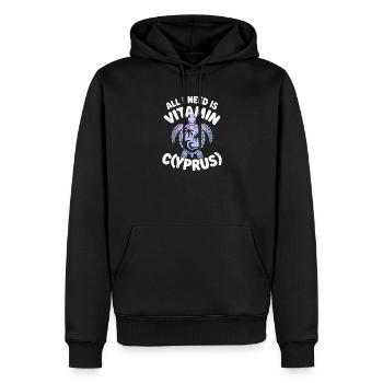 Chypre Tout ce dont j’ai besoin, c’est de vitamines Chypre Drapeau chypriote - Sweat à capuche Premium bio Homme - noir - Devant - Nico (187cm)