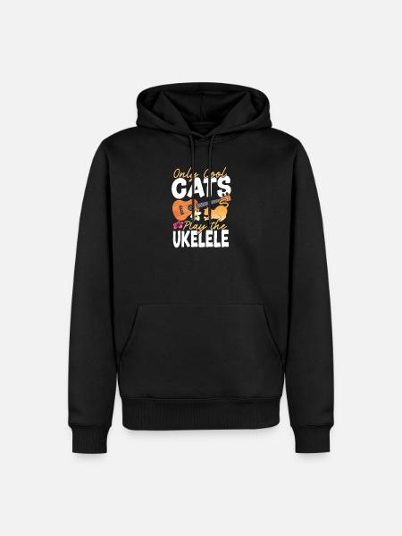 Hawaiian Ukulele Uke Cat Only Cool - Männer Premium Bio Hoodie - Schwarz