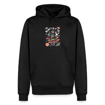 Départ dans l’espace, fête d’anniversaire des enfants - Sweat à capuche Premium bio Homme - noir - Devant - Nico (187cm)
