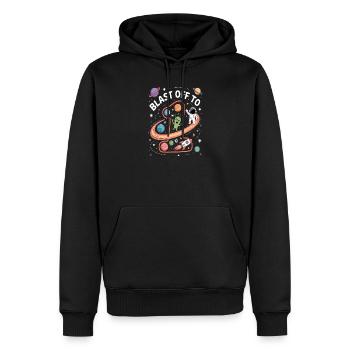 Départ dans l’espace, fête d’anniversaire des enfants - Sweat à capuche Premium bio Homme - noir - Devant - Nico (187cm)