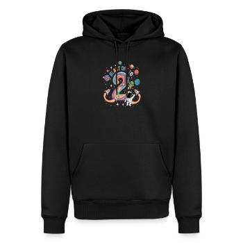 Départ dans l’espace, fête d’anniversaire des enfants pour 2e anniversaire - Sweat à capuche Premium bio Homme - noir - Devant - Nico (187cm)
