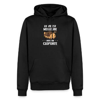 La vie est mieux avec un cloporte - Sweat à capuche Premium bio Homme - noir - Devant - Nico (187cm)