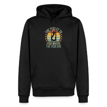 Le secret pour pêcher les poissons Là où se trouvent les poissons - Sweat à capuche Premium bio Homme - noir - Devant - Nico (187cm)