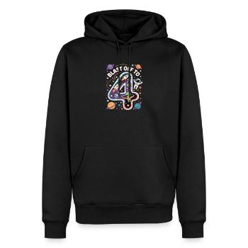 Départ dans l’espace, fête d’anniversaire des enfants pour 4 ans - Sweat à capuche Premium bio Homme - noir - Devant - Nico (187cm)