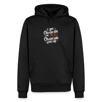 Schokolade - Männer Premium Bio Hoodie - Schwarz - Vorne - Nico (187cm)