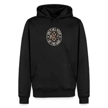 Skier plus tard au bar après ski bar - Sweat à capuche Premium bio Homme - noir - Devant - Nico (187cm)