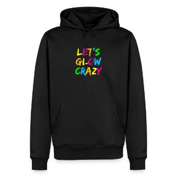 Let’s Glow Crazy – Neon Party Typography Design - Männer Premium Bio Hoodie - Schwarz - Vorne - Nico (187cm)
