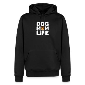 Dog Mom Life – Hundeliebe Spruch mit Pfote - Männer Premium Bio Hoodie - Schwarz - Vorne - Nico (187cm)