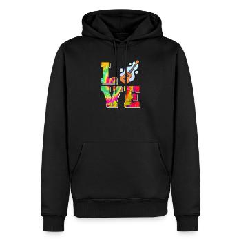 Ukulélé hawaïen uke tie dye love - Sweat à capuche Premium bio Homme - noir - Devant - Nico (187cm)