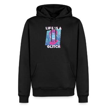 Esthétique vintage Vaporwave rétro streetwear des années 80 - Sweat à capuche Premium bio Homme - noir - Devant - Nico (187cm)
