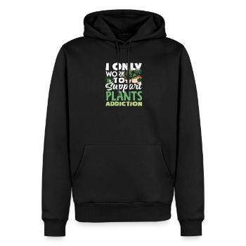 Travailler pour soutenir mon addiction aux plantes - Sweat à capuche Premium bio Homme - noir - Devant - Nico (187cm)