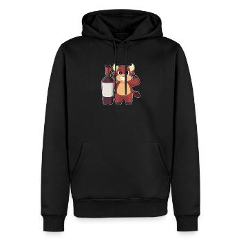 Stier Flasche Rotwein - Männer Premium Bio Hoodie - Schwarz - Vorne - Nico (187cm)