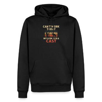 I Can't Work Today My Arm Is In A Cast Angler - Men’s Premium Organic Hoodie - black - Front - Nico (187cm)