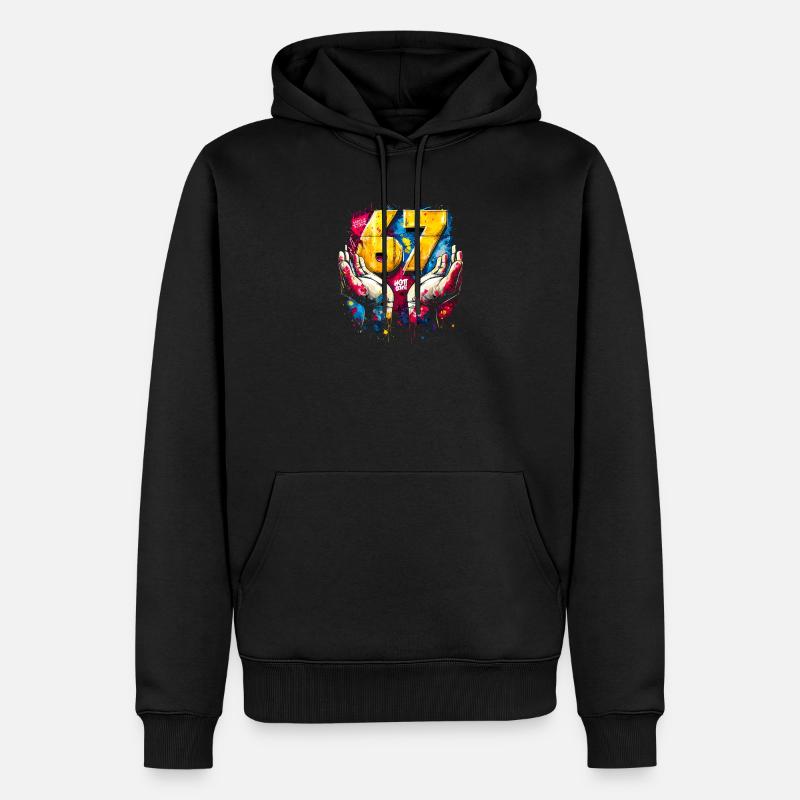 6 7 Graffiti Meme - Männer Premium Bio Hoodie - Schwarz