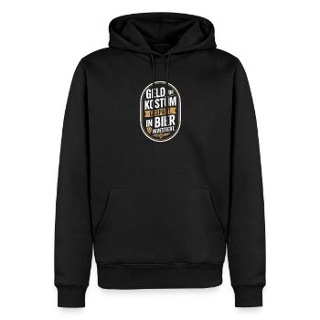 L’argent du carnaval économisé pour la fête costumée de bière et alcool - Sweat à capuche Premium bio Homme - noir - Devant - Nico (187cm)