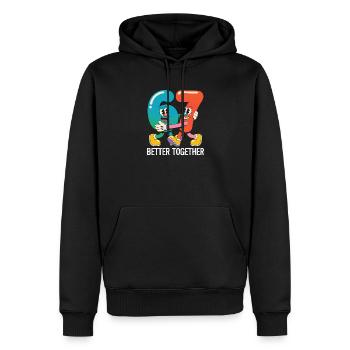 Sechs und Sieben: Besser zusammen - Männer Premium Bio Hoodie - Schwarz - Vorne - Nico (187cm)