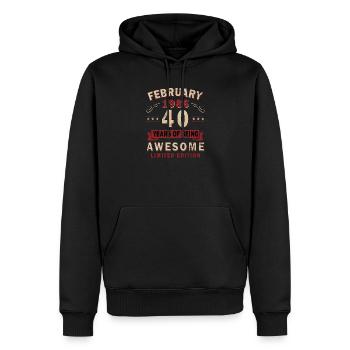 40-jähriges Jubiläum – Jahrgang – Februar 1986 - Männer Premium Bio Hoodie - Schwarz - Vorne - Nico (187cm)
