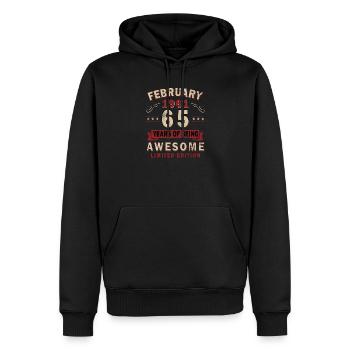 Février 1961 Meilleur cadeau février 1961 - Sweat à capuche Premium bio Homme - noir - Devant - Nico (187cm)