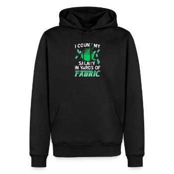 Salaire en mètres de tissu Humour drôle de couture - Sweat à capuche Premium bio Homme - noir - Devant - Nico (187cm)