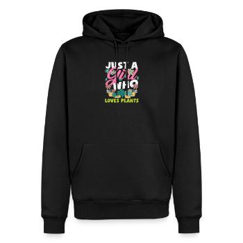 Juste une fille qui aime les plantes - Sweat à capuche Premium bio Homme - noir - Devant - Nico (187cm)
