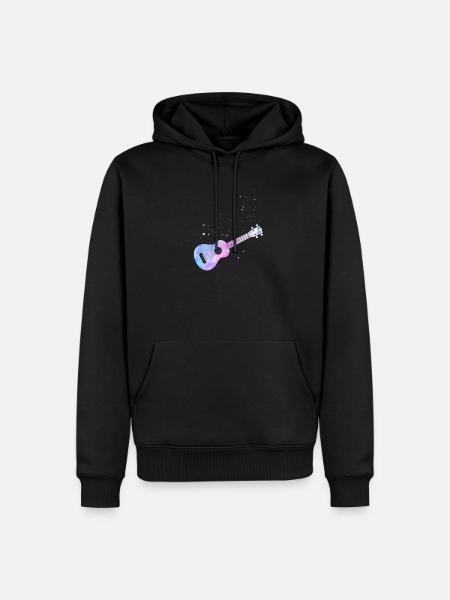 Aquarelle ukulélé hawaïen - Sweat à capuche Premium bio Homme - noir