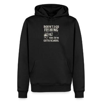 Né pour aller pêcher, forcé d’aller à l’école Pêcheur - Sweat à capuche Premium bio Homme - noir - Devant - Nico (187cm)