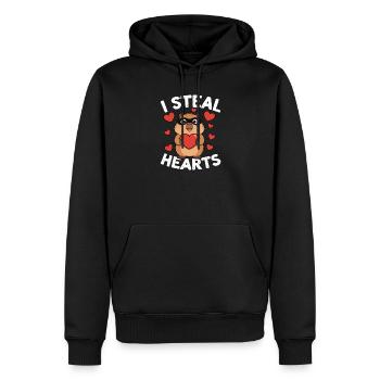 Ich stehle den Hamster der Herzen - Männer Premium Bio Hoodie - Schwarz - Vorne - Nico (187cm)