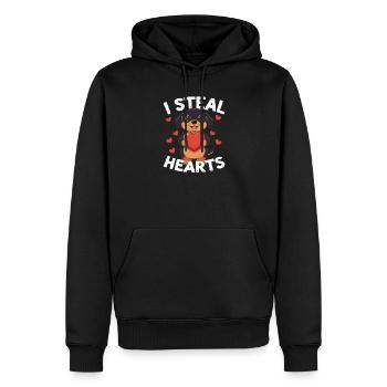 Herzstiehlender Welpe mit großem Herzen - Männer Premium Bio Hoodie - Schwarz - Vorne - Nico (187cm)