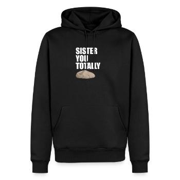 Schwester, du rockst total lustiges Wortspiel für Schwester - Männer Premium Bio Hoodie - Schwarz - Vorne - Nico (187cm)