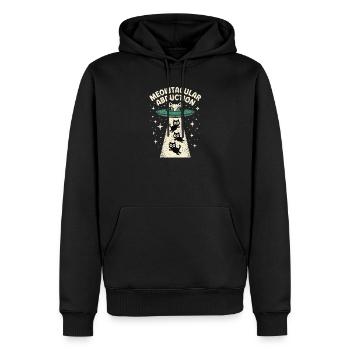 Enlèvement drôle d’extraterrestre chat - Sweat à capuche Premium bio Homme - noir - Devant - Nico (187cm)