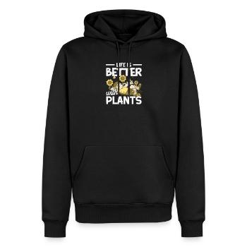 Das Leben Ist Besser Mit Pflanzen - Männer Premium Bio Hoodie - Schwarz - Vorne - Nico (187cm)