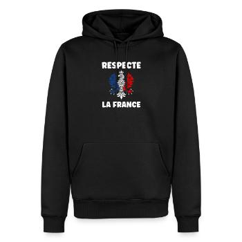 Respect France Trikolore Adler - Männer Premium Bio Hoodie - Schwarz - Vorne - Nico (187cm)