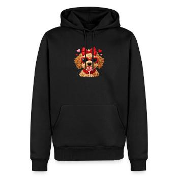 Süßer Liebeshund Mit Herzbrille Und Lolli - Männer Premium Bio Hoodie - Schwarz - Vorne - Nico (187cm)