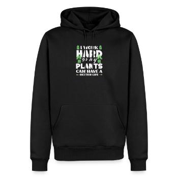 Work Hard Plant Lover Gerdener Gardening - Männer Premium Bio Hoodie - Schwarz - Vorne - Nico (187cm)