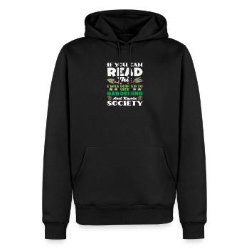Obligés d’arrêter les amateurs de plantes de la Gardening Society - Sweat à capuche Premium bio Homme - noir - Devant - Nico (187cm)