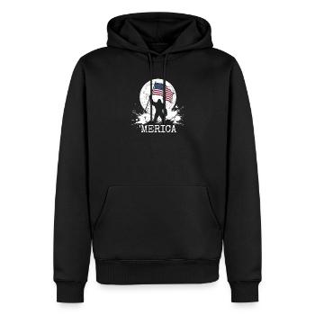 America Bigfoot Moon Funny Bigfoot for Men z - Men’s Premium Organic Hoodie - black - Front - Nico (187cm)