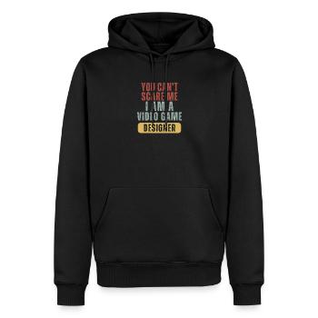 Tu ne peux pas me faire peur, je suis designer de jeux vidéo - Sweat à capuche Premium bio Homme - noir - Devant - Nico (187cm)