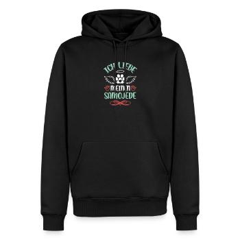 Ich liebe mein Samojede - Männer Premium Bio Hoodie - Schwarz - Vorne - Nico (187cm)