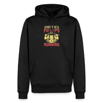 Fitness Fanatics Hit The Pull-Ups Running - Men’s Premium Organic Hoodie - black - Front - Nico (187cm)